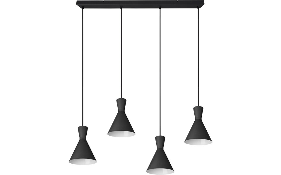 HLW LED Zwarte LED Hanglamp Trion Ewomi - 4-lichts LED lamp met E27 fitting en aluminium