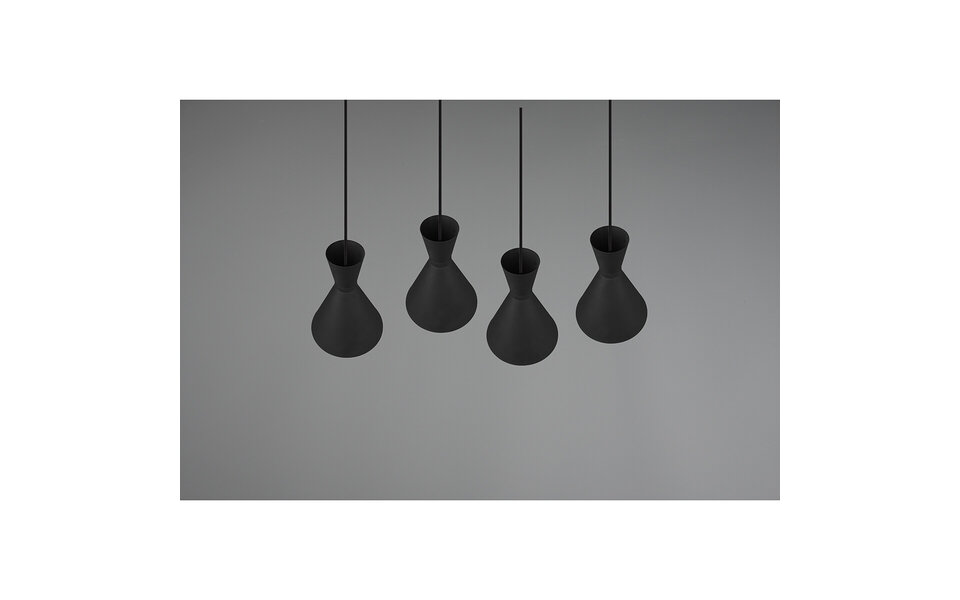 HLW LED Zwarte LED Hanglamp Trion Ewomi - 4-lichts LED lamp met E27 fitting en aluminium