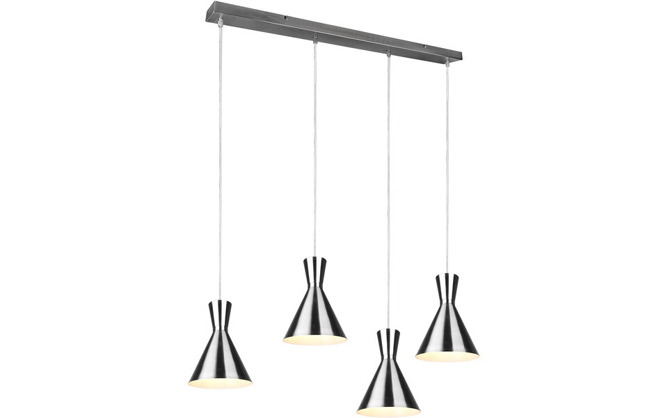 HLW LED LED Hanglamp Trion Ewomi - 4-lichts, Mat Nikkel, Aluminium, E27 Fitting HLW LED LED Hanglamp Trion Ewomi - 4-lichts, Mat Nikkel, Aluminium, E27 Fitting