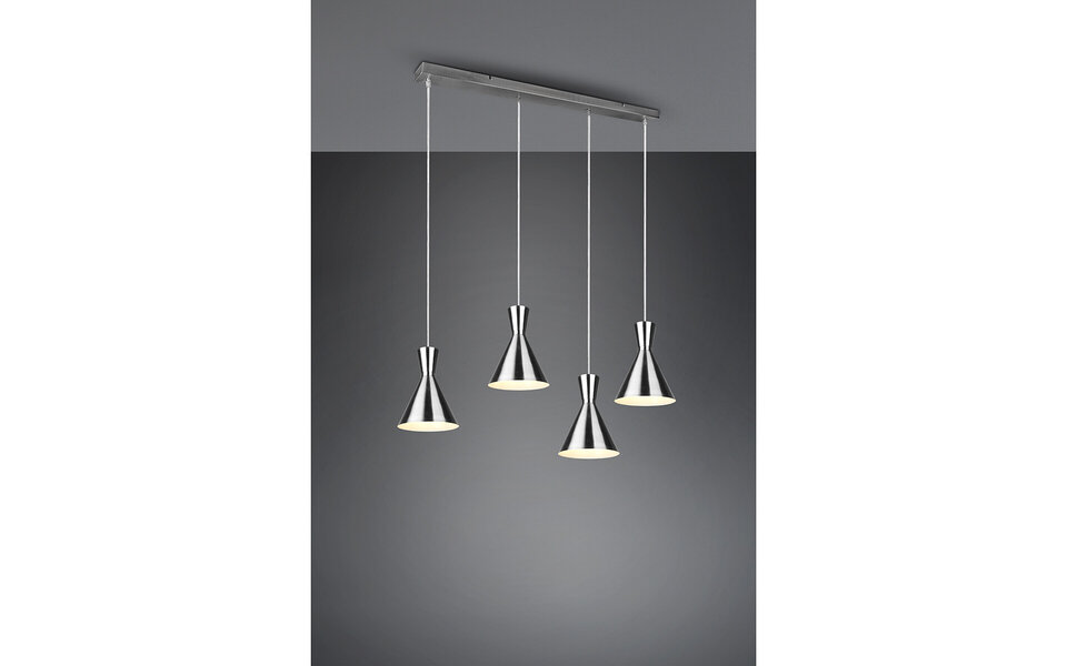 HLW LED LED Hanglamp Trion Ewomi - 4-lichts, Mat Nikkel, Aluminium, E27 Fitting HLW LED LED Hanglamp Trion Ewomi - 4-lichts, Mat Nikkel, Aluminium, E27 Fitting