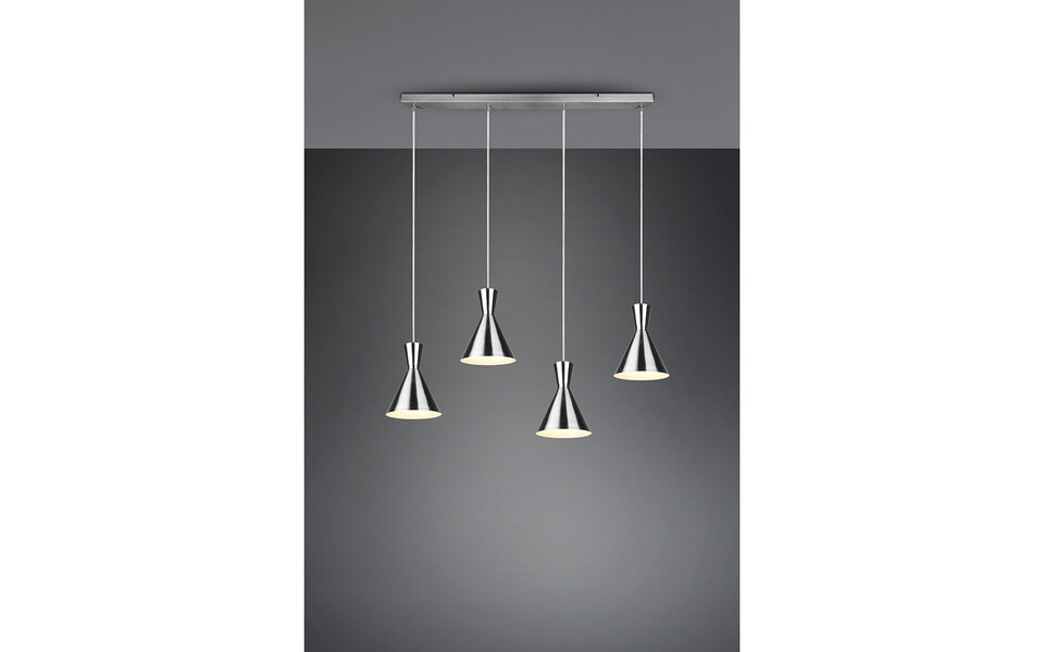 HLW LED LED Hanglamp Trion Ewomi - 4-lichts, Mat Nikkel, Aluminium, E27 Fitting HLW LED LED Hanglamp Trion Ewomi - 4-lichts, Mat Nikkel, Aluminium, E27 Fitting