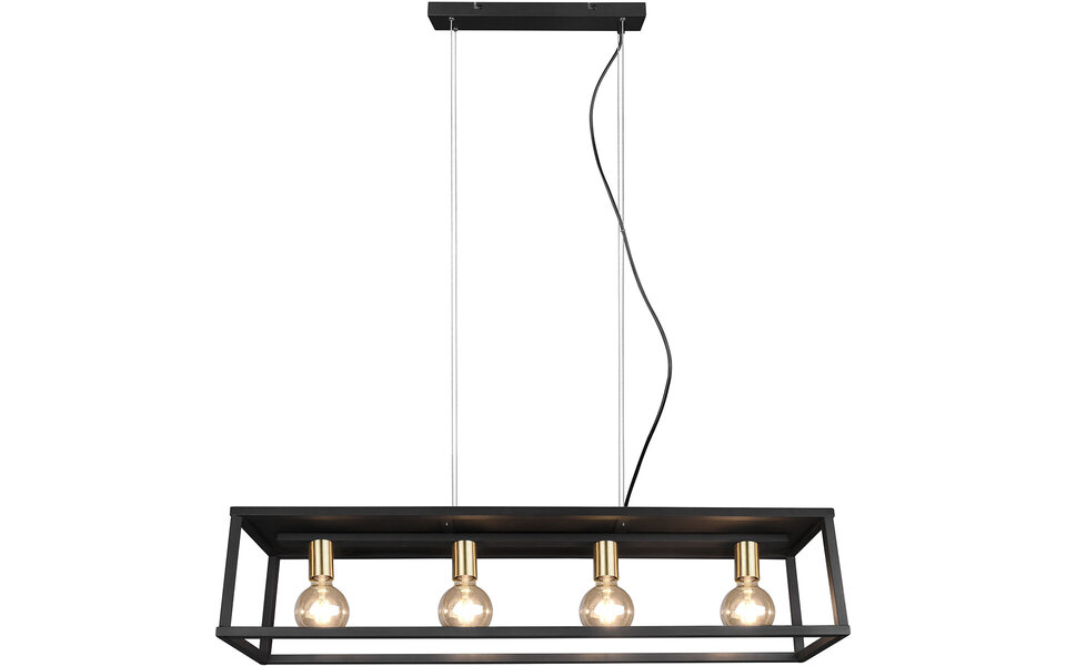 HLW LED Zwarte LED Hanglamp Trion Kandin - 4-lichts, Mat Zwart Aluminium, E27 Fitting HLW LED Zwarte LED Hanglamp Trion Kandin - 4-lichts, Mat Zwart Aluminium, E27 Fitting