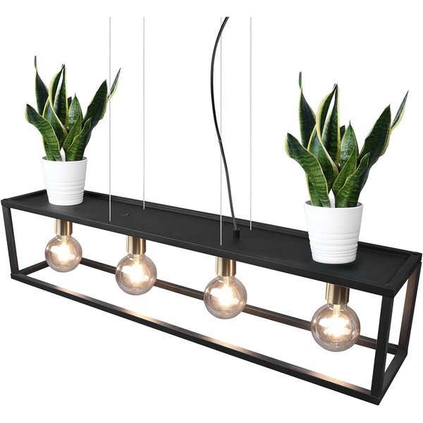 HLW LED Zwarte LED Hanglamp Trion Kandin - 4-lichts, Mat Zwart Aluminium, E27 Fitting