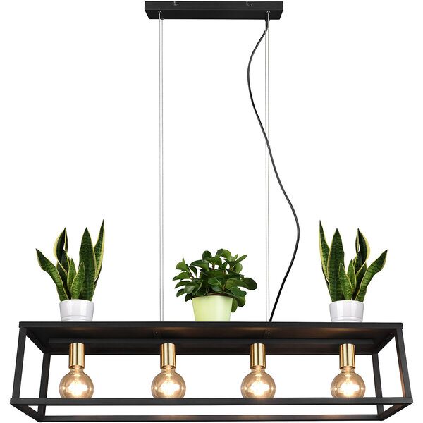 HLW LED Zwarte LED Hanglamp Trion Kandin - 4-lichts, Mat Zwart Aluminium, E27 Fitting