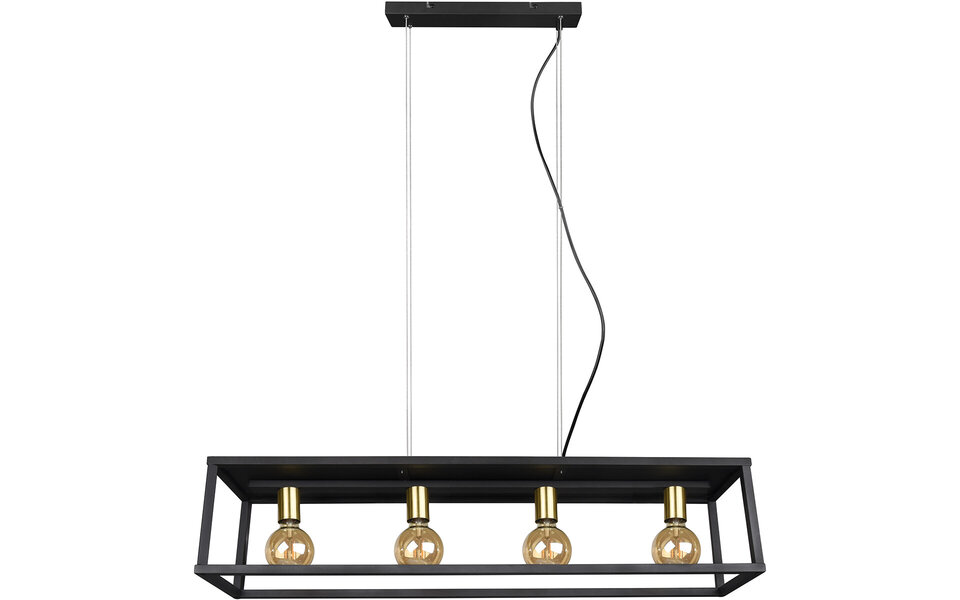 HLW LED Zwarte LED Hanglamp Trion Kandin - 4-lichts, Mat Zwart Aluminium, E27 Fitting HLW LED Zwarte LED Hanglamp Trion Kandin - 4-lichts, Mat Zwart Aluminium, E27 Fitting