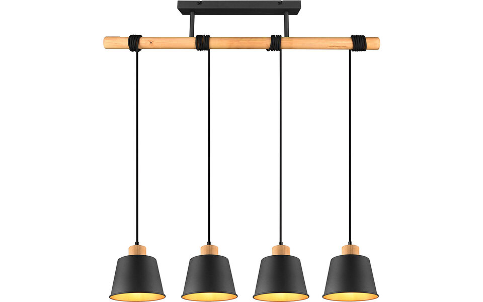 HLW LED Zwarte LED Hanglamp Trion Hittal - 4-lichts, E27 fitting, Mat Zwart Aluminium