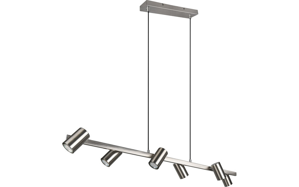 HLW LED LED Hanglamp Trion Milona – 6-lichts Rond Mat Nikkel met GU10 Fitting