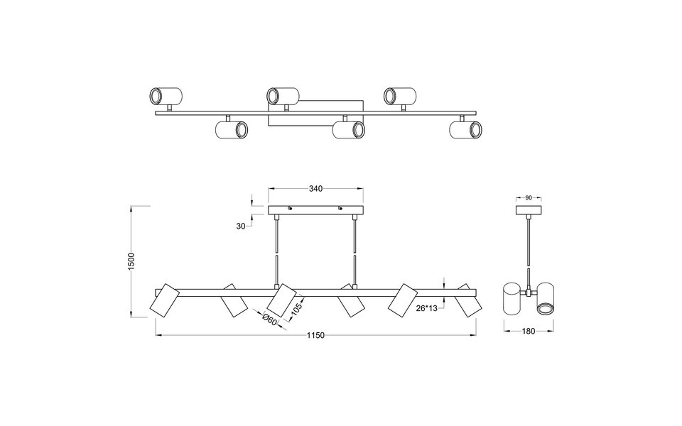 HLW LED LED Hanglamp Trion Milona – 6-lichts Rond Mat Nikkel met GU10 Fitting