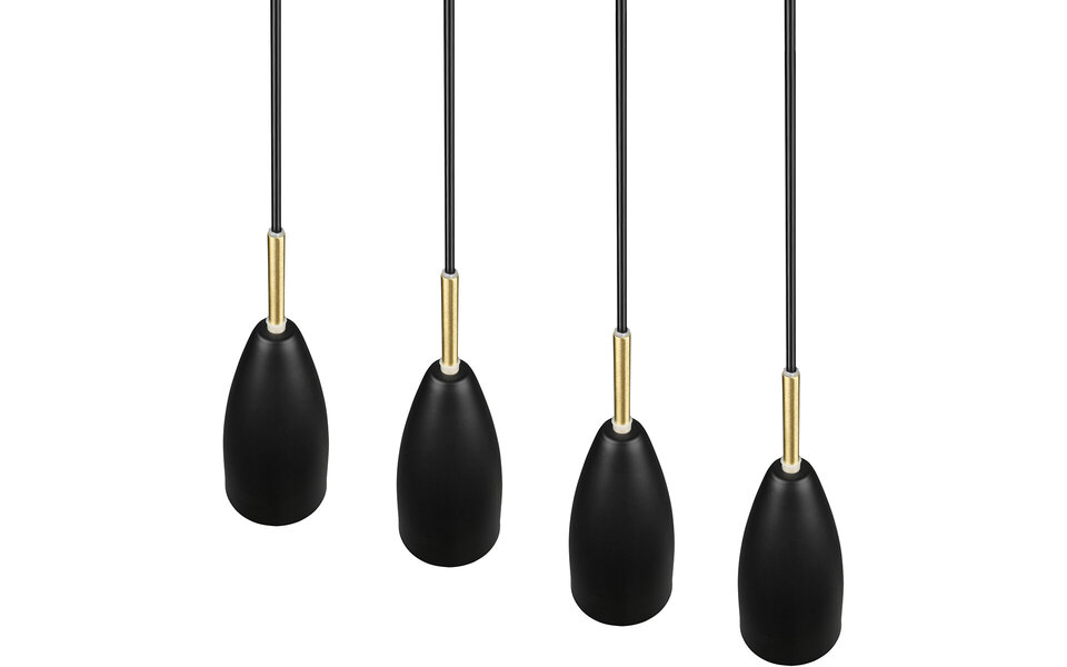 HLW LED Zwarte LED Hanglamp Trion Farona - 4-lichts, Mat Zwart Aluminium, E14 Fitting