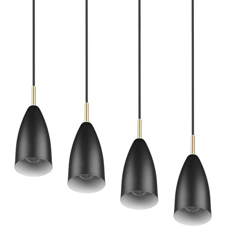 HLW LED Zwarte LED Hanglamp Trion Farona - 4-lichts, Mat Zwart Aluminium, E14 Fitting HLW LED Zwarte LED Hanglamp Trion Farona - 4-lichts, Mat Zwart Aluminium, E14 Fitting