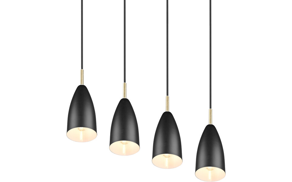 HLW LED Zwarte LED Hanglamp Trion Farona - 4-lichts, Mat Zwart Aluminium, E14 Fitting