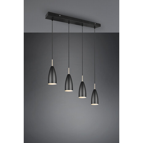 HLW LED Zwarte LED Hanglamp Trion Farona - 4-lichts, Mat Zwart Aluminium, E14 Fitting HLW LED Zwarte LED Hanglamp Trion Farona - 4-lichts, Mat Zwart Aluminium, E14 Fitting
