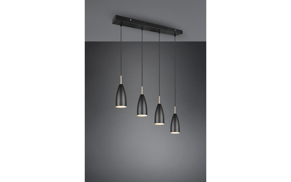 HLW LED Zwarte LED Hanglamp Trion Farona - 4-lichts, Mat Zwart Aluminium, E14 Fitting