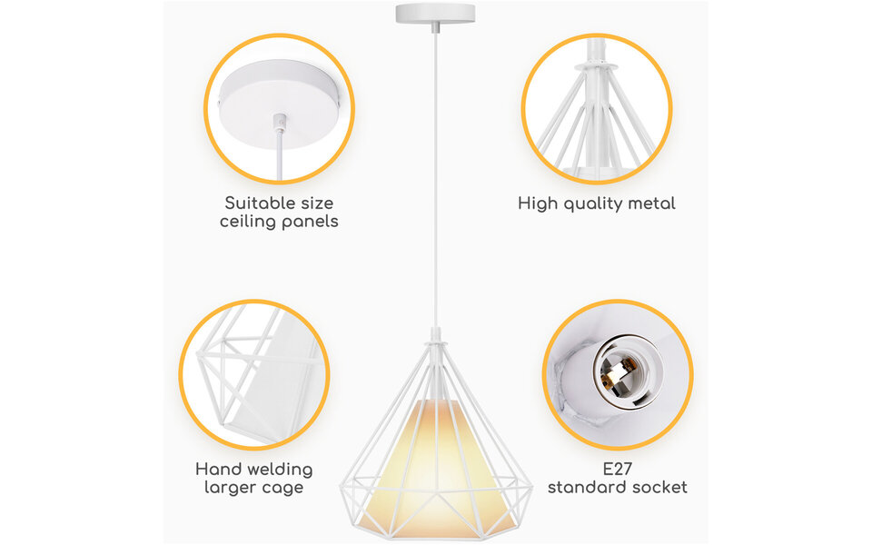 HLW LED LED Hanglamp - Klassieke Witte LED Hanglamp met E27 Fitting - Retro Mat Wit Aluminium HLW LED LED Hanglamp - Klassieke Witte LED Hanglamp met E27 Fitting - Retro Mat Wit Aluminium