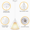 HLW LED LED Hanglamp - Klassieke Witte LED Hanglamp met E27 Fitting - Retro Mat Wit Aluminium