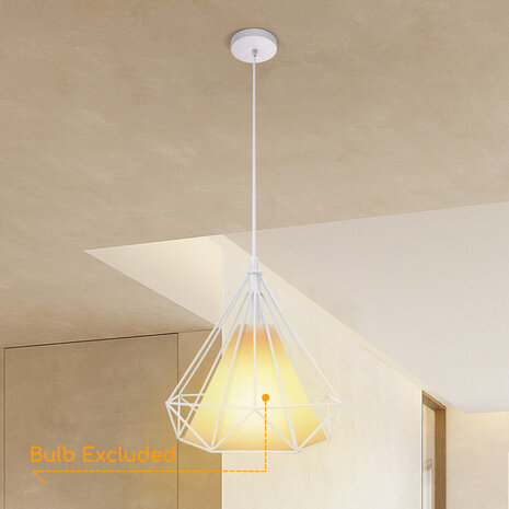 HLW LED LED Hanglamp - Klassieke Witte LED Hanglamp met E27 Fitting - Retro Mat Wit Aluminium
