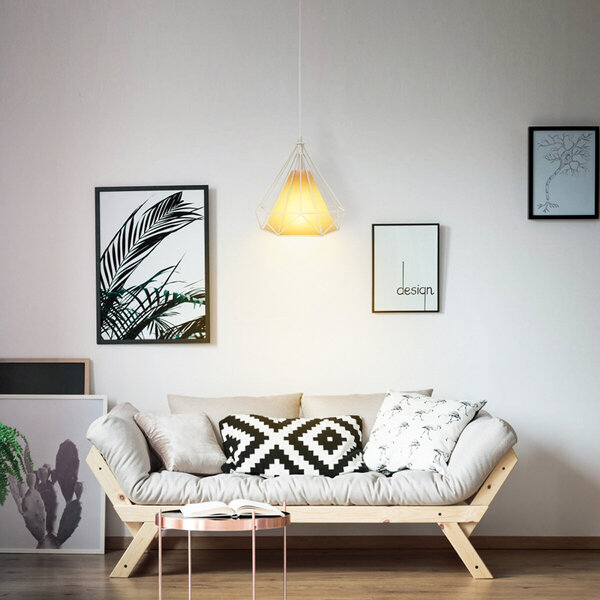 HLW LED LED Hanglamp - Klassieke Witte LED Hanglamp met E27 Fitting - Retro Mat Wit Aluminium