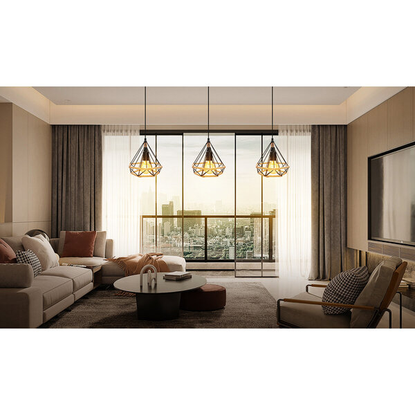 HLW LED Klassieke LED Hanglamp Aigi Elsa - Zwarte Aluminium & Bruin Houten Lichtvenster