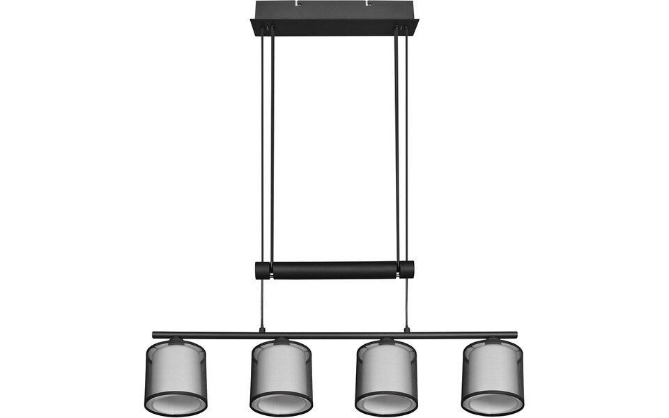 HLW LED Zwarte LED Hanglamp Trion Bidon - 4-lichts, E27, Mat Zwart Aluminium HLW LED Zwarte LED Hanglamp Trion Bidon - 4-lichts, E27, Mat Zwart Aluminium