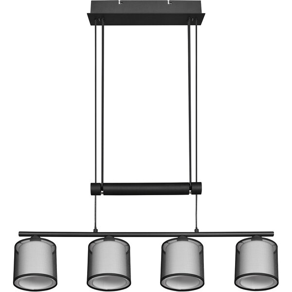 HLW LED Zwarte LED Hanglamp Trion Bidon - 4-lichts, E27, Mat Zwart Aluminium