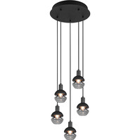 LED Hanglamp Trion Merda - Zwarte 5-lichts LED Lamp