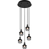 HLW LED Mat Zwarte LED Hanglamp Trion Merda - 5-lichts Rond Aluminium, E14 Fitting HLW LED Mat Zwarte LED Hanglamp Trion Merda - 5-lichts Rond Aluminium, E14 Fitting