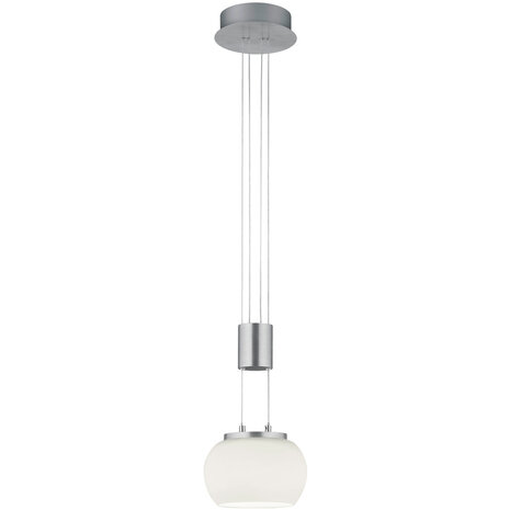Stijlvolle Dimbare LED Hanglamp 8W - Warm Wit 3000K, Mat Nikkel Stijlvolle Dimbare LED Hanglamp 8W - Warm Wit 3000K, Mat Nikkel