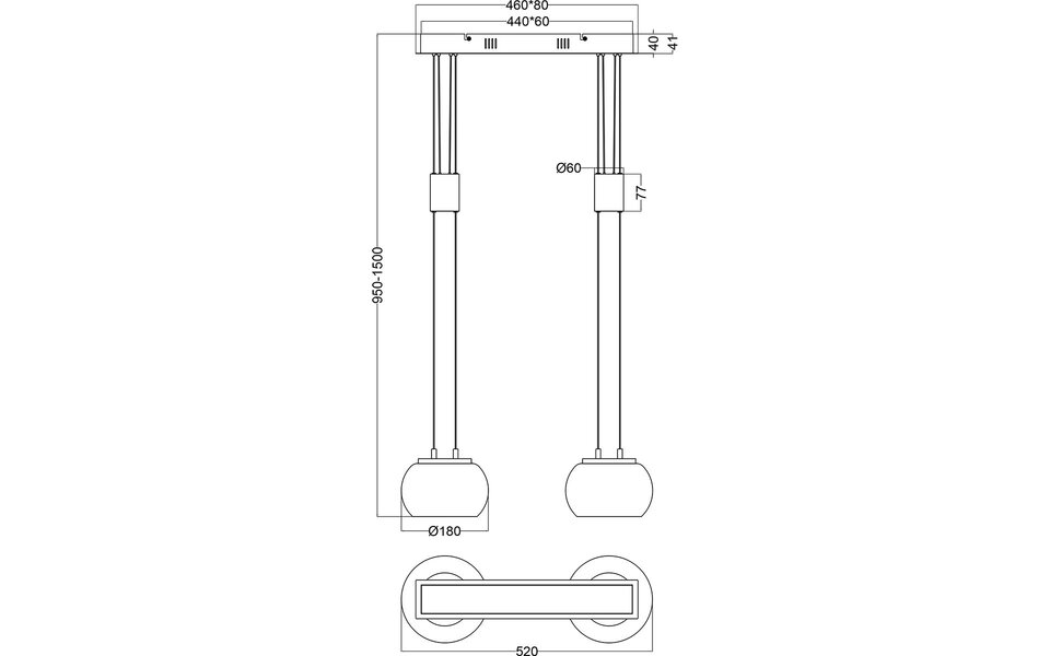 HLW LED Dimbare Gouden LED Hanglamp 16W - Warm Wit Licht, 2-Punts Aluminium Design