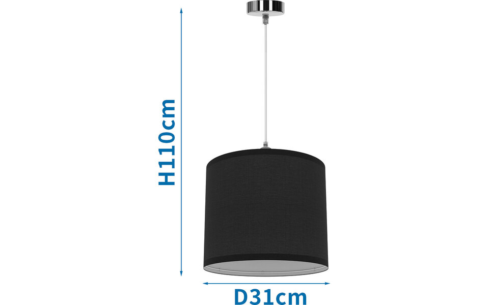 HLW LED Zwarte LED Hanglamp Aigi Utra - Stoffen LED Hanglamp met E27 Fitting