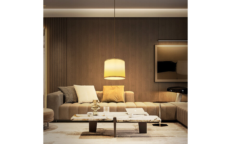 HLW LED Stoffen LED Hanglamp Aigi Utra - Mat Witte Rond LED Lamp met E27 Fitting