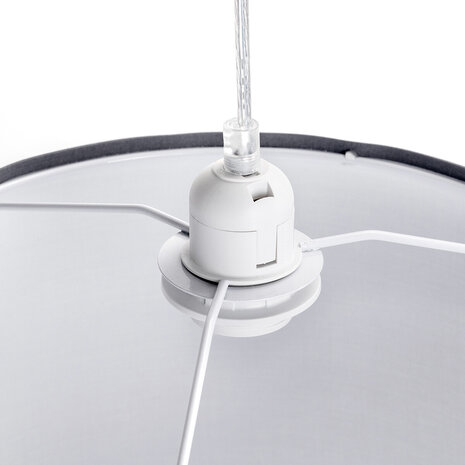 HLW LED Moderne Stoffen LED Hanglamp Grijs - Mat Grijs Kunststof, E27 Fitting