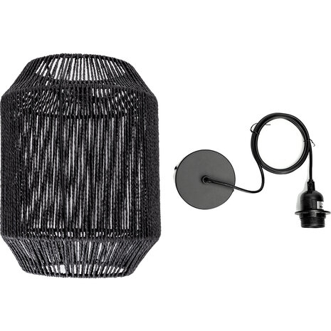 HLW LED LED Hanglamp Mat Zwart - Rond Papierarmatuur met E27 Fitting, 1 Lichtpunt HLW LED LED Hanglamp Mat Zwart - Rond Papierarmatuur met E27 Fitting, 1 Lichtpunt