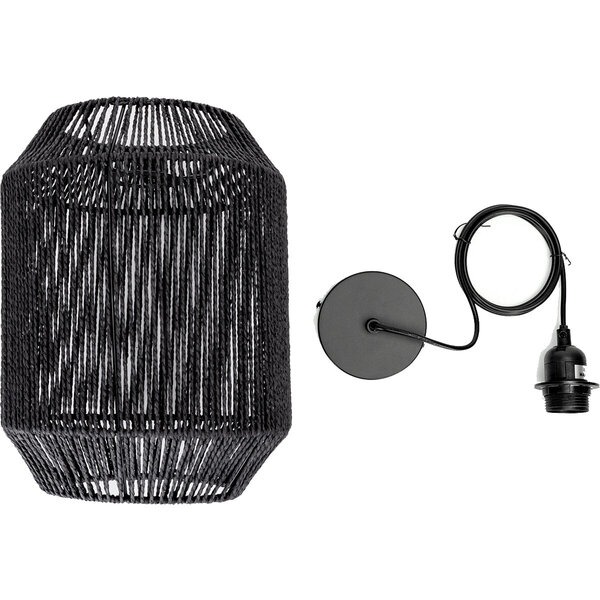 HLW LED LED Hanglamp Mat Zwart - Rond Papierarmatuur met E27 Fitting, 1 Lichtpunt HLW LED LED Hanglamp Mat Zwart - Rond Papierarmatuur met E27 Fitting, 1 Lichtpunt