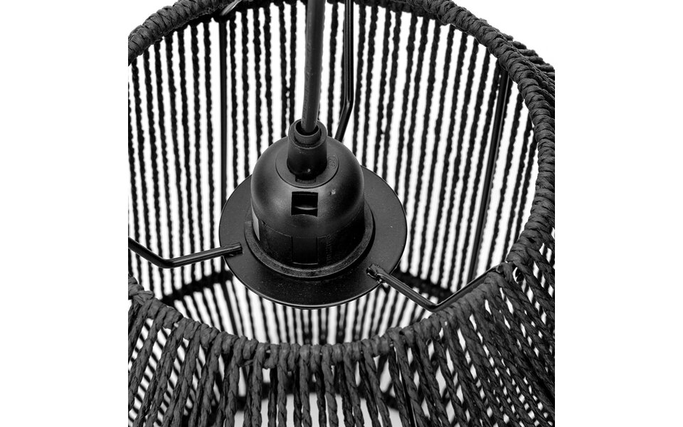 HLW LED LED Hanglamp Mat Zwart - Rond Papierarmatuur met E27 Fitting, 1 Lichtpunt