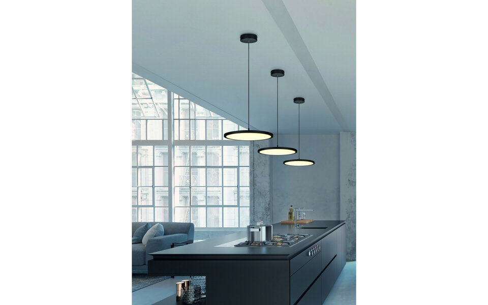 HLW LED Dimbare LED Hanglamp 29W - Mat Zwart & Wit, Warm Wit 3000K, Modern Design