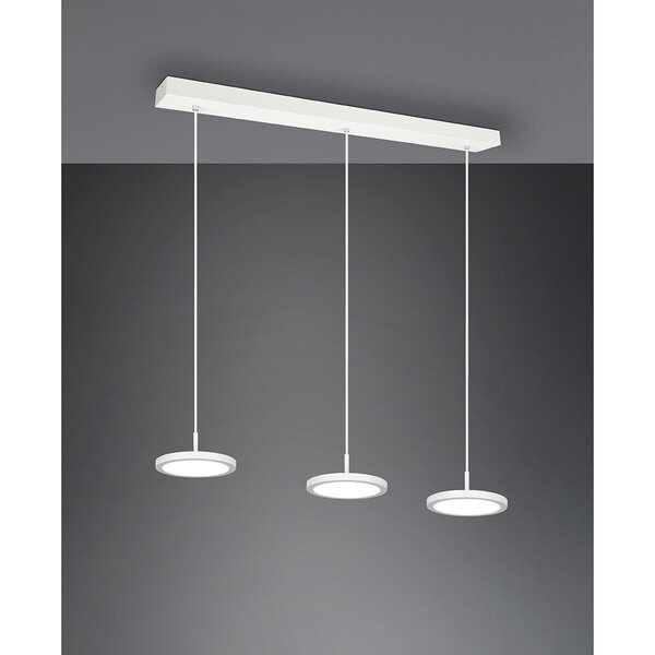 HLW LED Dimbare LED Hanglamp 30W - Mat Wit, Neutraal Wit Licht 4000K, 3-lichts