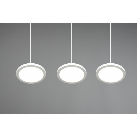 HLW LED Dimbare LED Hanglamp 30W - Mat Wit, Neutraal Wit Licht 4000K, 3-lichts