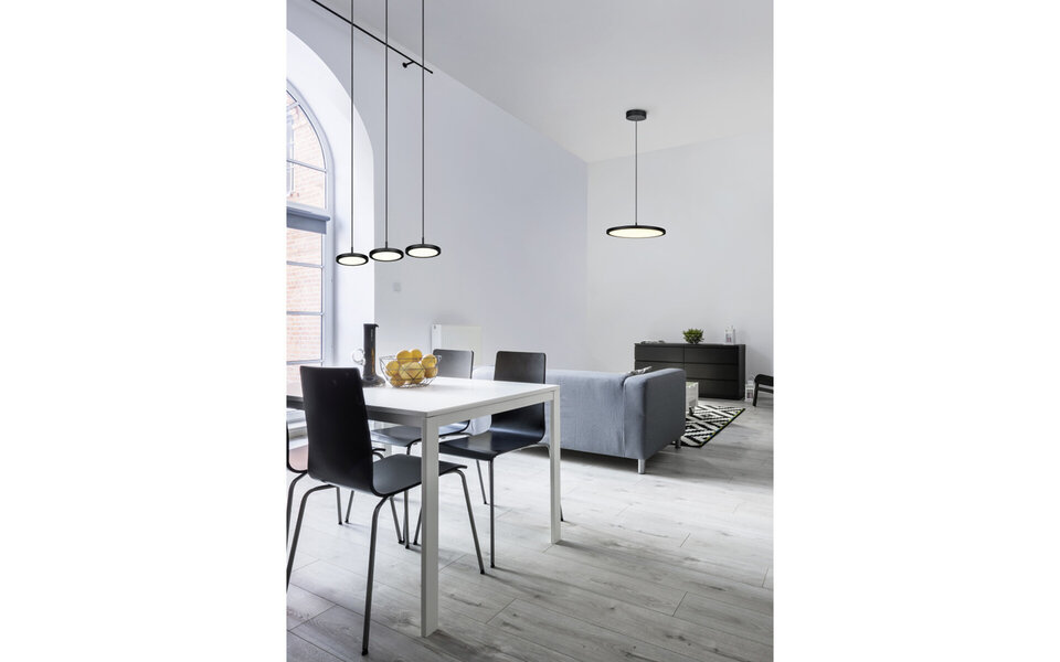 HLW LED Dimbare LED Hanglamp 30W - Zwarte & Witte LED Lamp met Warm Wit Licht