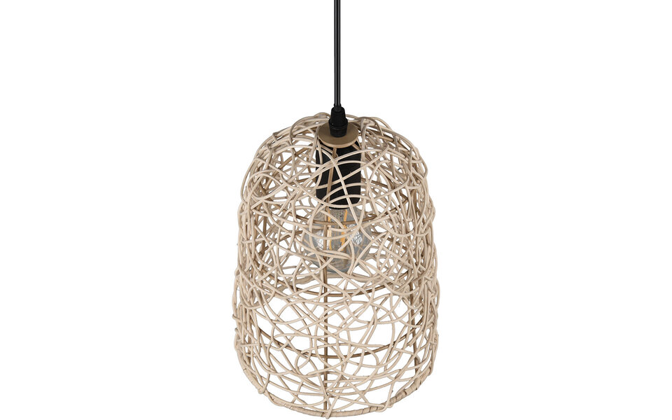 HLW LED LED Hanglamp Hout Trion Lopar - Rond, Bruin, E27 Fitting, 1-lichts