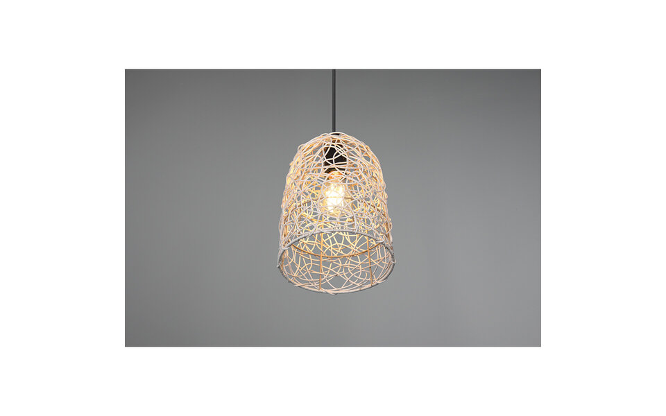 HLW LED LED Hanglamp Hout Trion Lopar - Rond, Bruin, E27 Fitting, 1-lichts