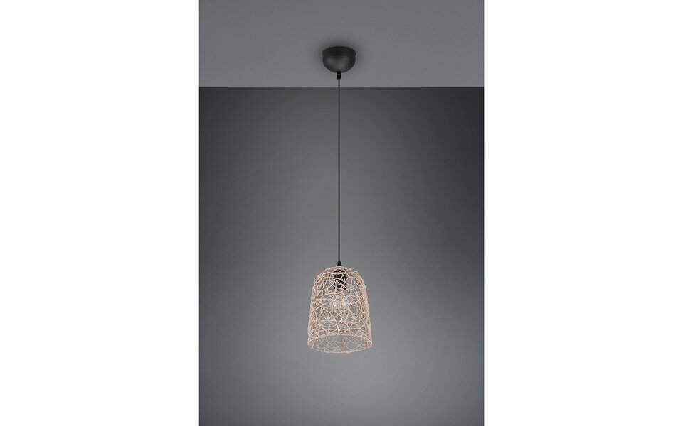 HLW LED LED Hanglamp Hout Trion Lopar - Rond, Bruin, E27 Fitting, 1-lichts