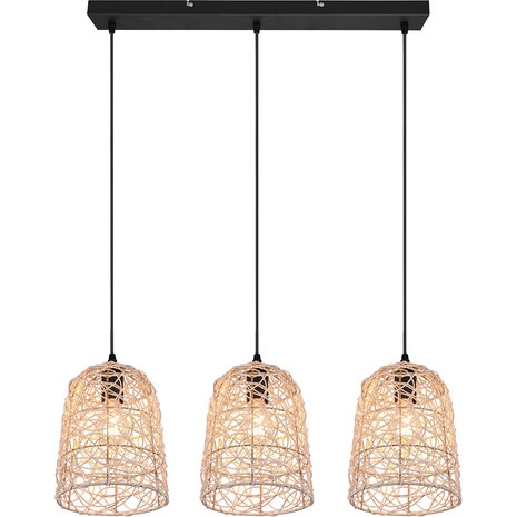 HLW LED LED Hanglamp Hout - 3-lichts LED Lamp Trion Lopar met E27 Fitting, Bruin HLW LED LED Hanglamp Hout - 3-lichts LED Lamp Trion Lopar met E27 Fitting, Bruin