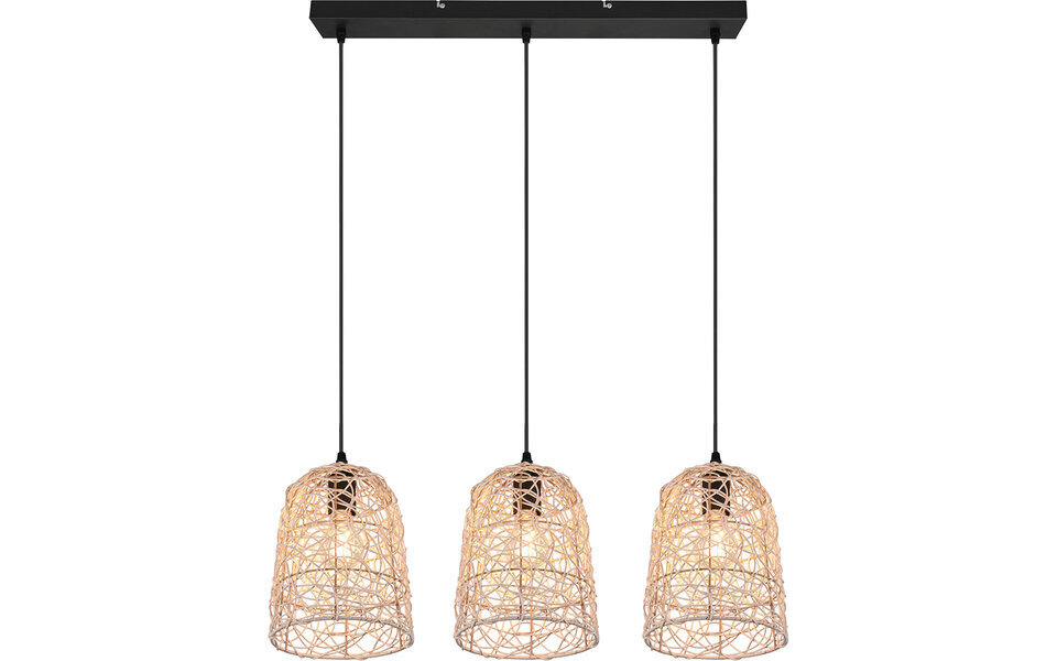 HLW LED LED Hanglamp Hout - 3-lichts LED Lamp Trion Lopar met E27 Fitting, Bruin HLW LED LED Hanglamp Hout - 3-lichts LED Lamp Trion Lopar met E27 Fitting, Bruin