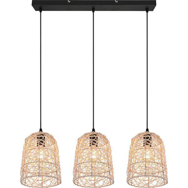 HLW LED LED Hanglamp Hout - 3-lichts LED Lamp Trion Lopar met E27 Fitting, Bruin HLW LED LED Hanglamp Hout - 3-lichts LED Lamp Trion Lopar met E27 Fitting, Bruin