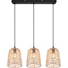 HLW LED LED Hanglamp Hout - 3-lichts LED Lamp Trion Lopar met E27 Fitting, Bruin HLW LED LED Hanglamp Hout - 3-lichts LED Lamp Trion Lopar met E27 Fitting, Bruin