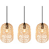 HLW LED LED Hanglamp Hout - 3-lichts LED Lamp Trion Lopar met E27 Fitting, Bruin HLW LED LED Hanglamp Hout - 3-lichts LED Lamp Trion Lopar met E27 Fitting, Bruin