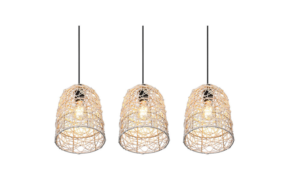 HLW LED LED Hanglamp Hout - 3-lichts LED Lamp Trion Lopar met E27 Fitting, Bruin HLW LED LED Hanglamp Hout - 3-lichts LED Lamp Trion Lopar met E27 Fitting, Bruin