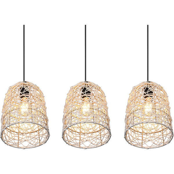 HLW LED LED Hanglamp Hout - 3-lichts LED Lamp Trion Lopar met E27 Fitting, Bruin HLW LED LED Hanglamp Hout - 3-lichts LED Lamp Trion Lopar met E27 Fitting, Bruin