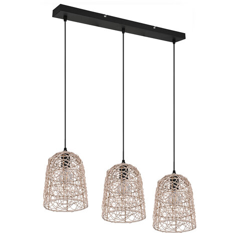 HLW LED LED Hanglamp Hout - 3-lichts LED Lamp Trion Lopar met E27 Fitting, Bruin HLW LED LED Hanglamp Hout - 3-lichts LED Lamp Trion Lopar met E27 Fitting, Bruin