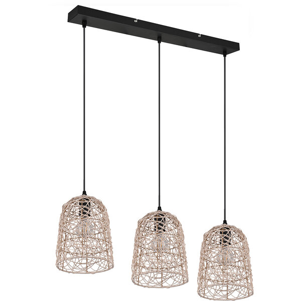 HLW LED LED Hanglamp Hout - 3-lichts LED Lamp Trion Lopar met E27 Fitting, Bruin HLW LED LED Hanglamp Hout - 3-lichts LED Lamp Trion Lopar met E27 Fitting, Bruin